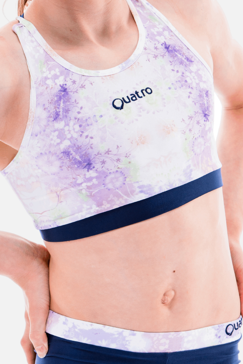 Flora Navy and Pink Crop Top Set