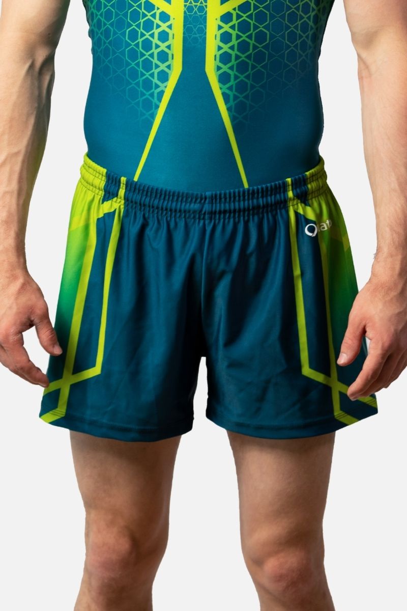 Perseverance Teal and Lime Shorts