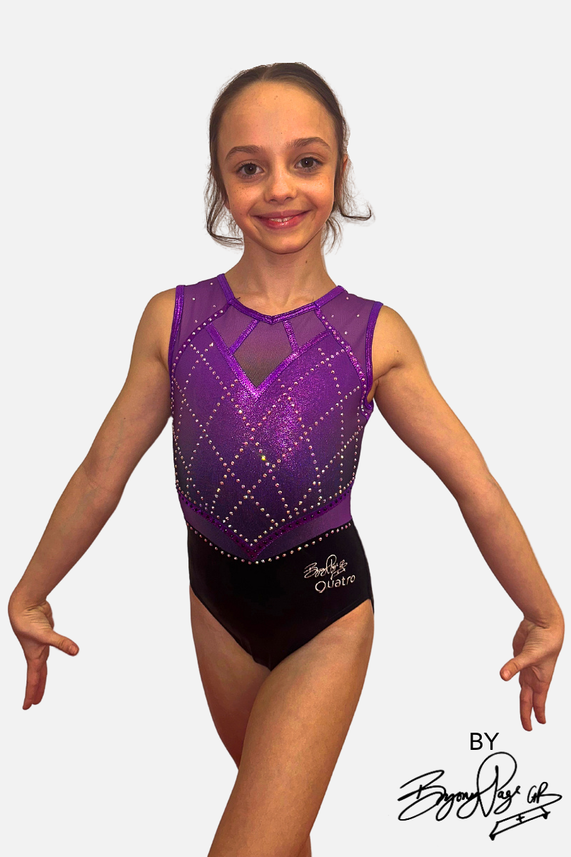 Burlesque Sleeveless Girls Leotard Quatro Gymnastics — Quatro Apparel Inc