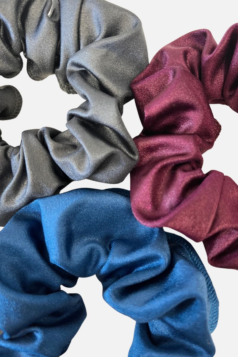 Grey Wetlook Lycra Scrunchie