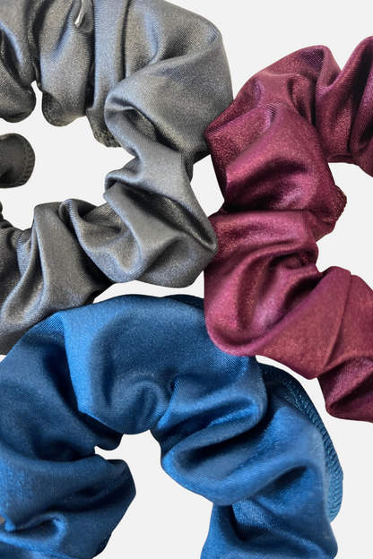 Grey Wetlook Lycra Scrunchie