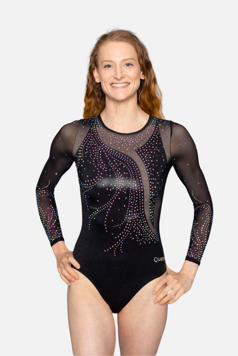 Hyacinth Black Long Sleeve Gymnastics Leotard