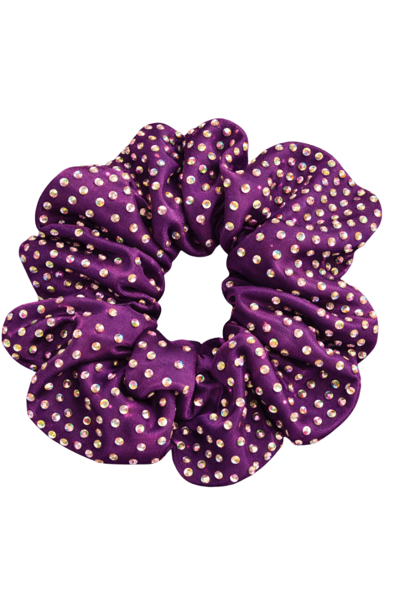 Plum Lycra Scrunchie With Stones