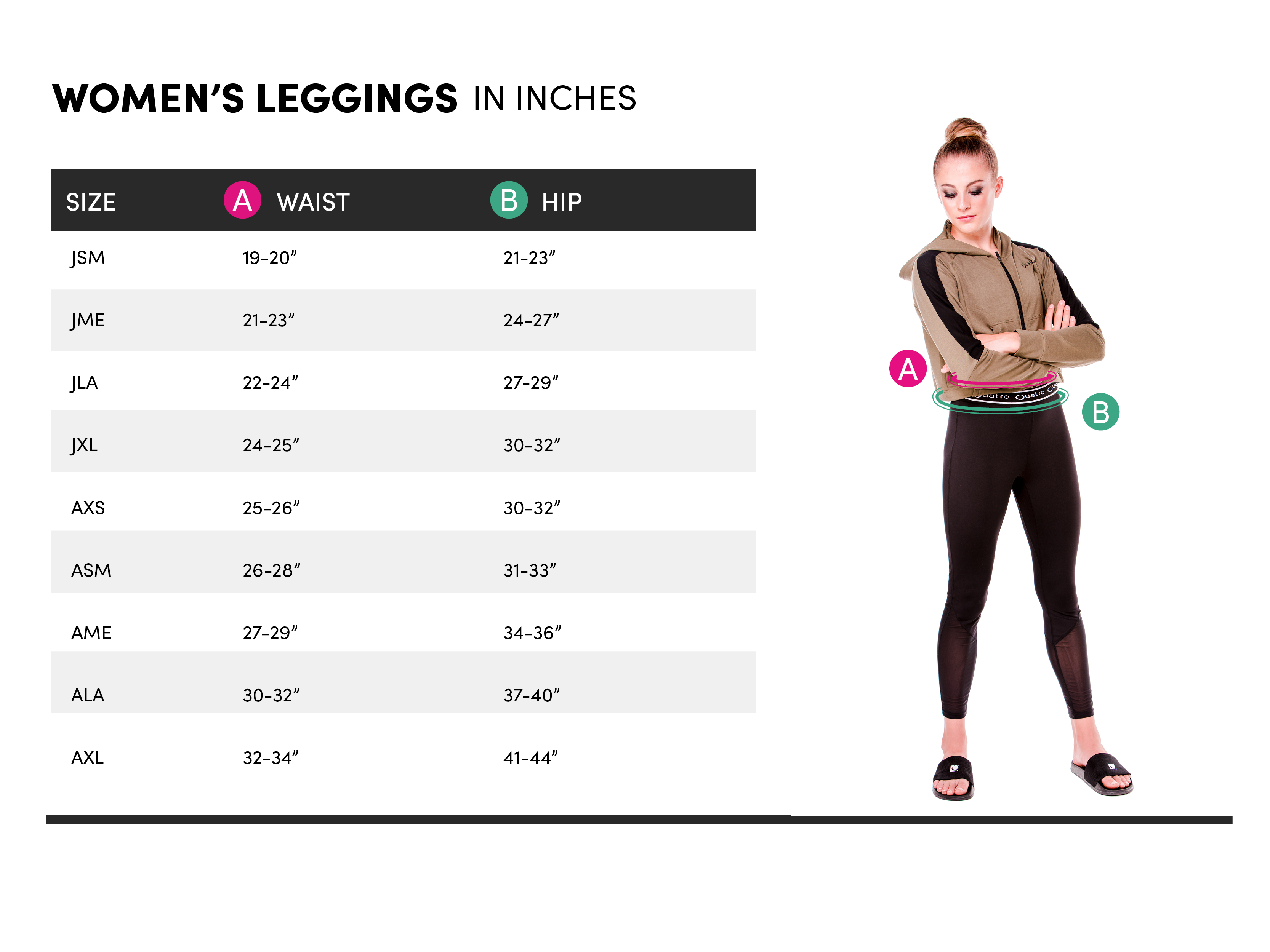 Women's Leggings Size Chart.
