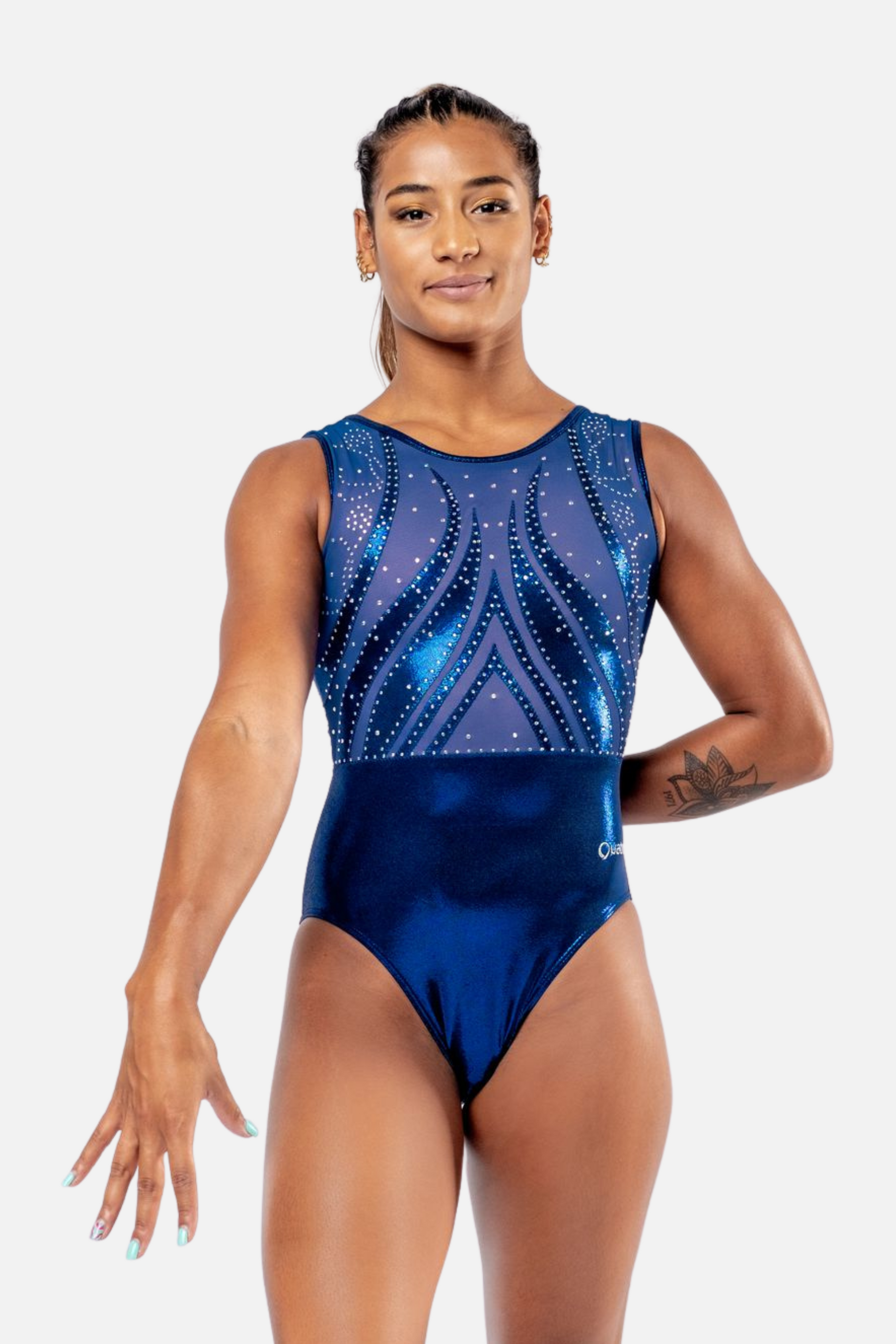 Magnifique Navy Royal Sleeveless Girls Leotard | Quatro Gymnastics