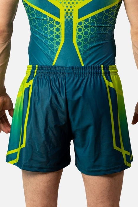 Perseverance Teal and Lime Shorts